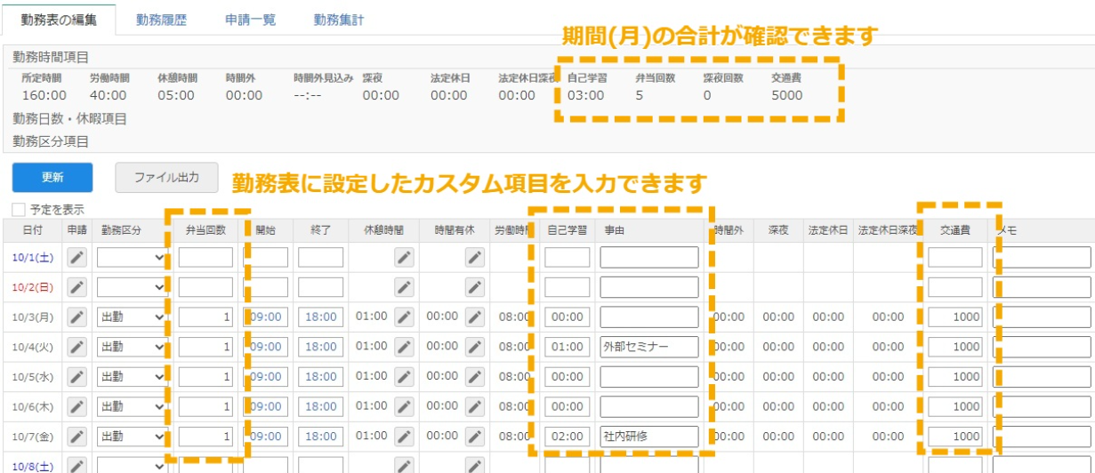 勤務表画面