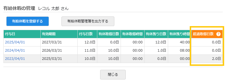 有給休暇の管理